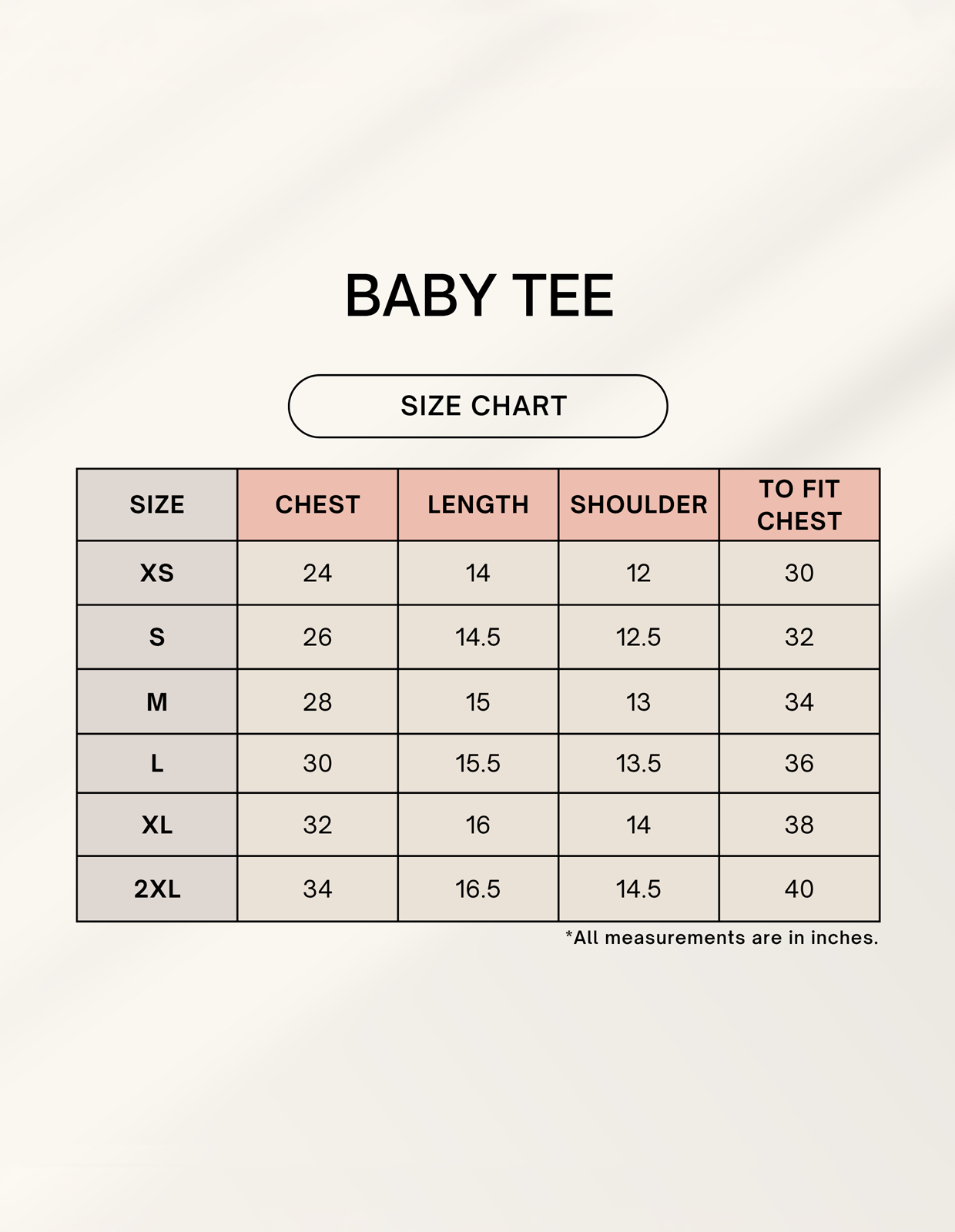 Size Chart Size Chart